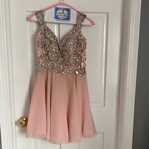 Dancing Queen Pink Jeweled Bodice Chiffon Party Dress